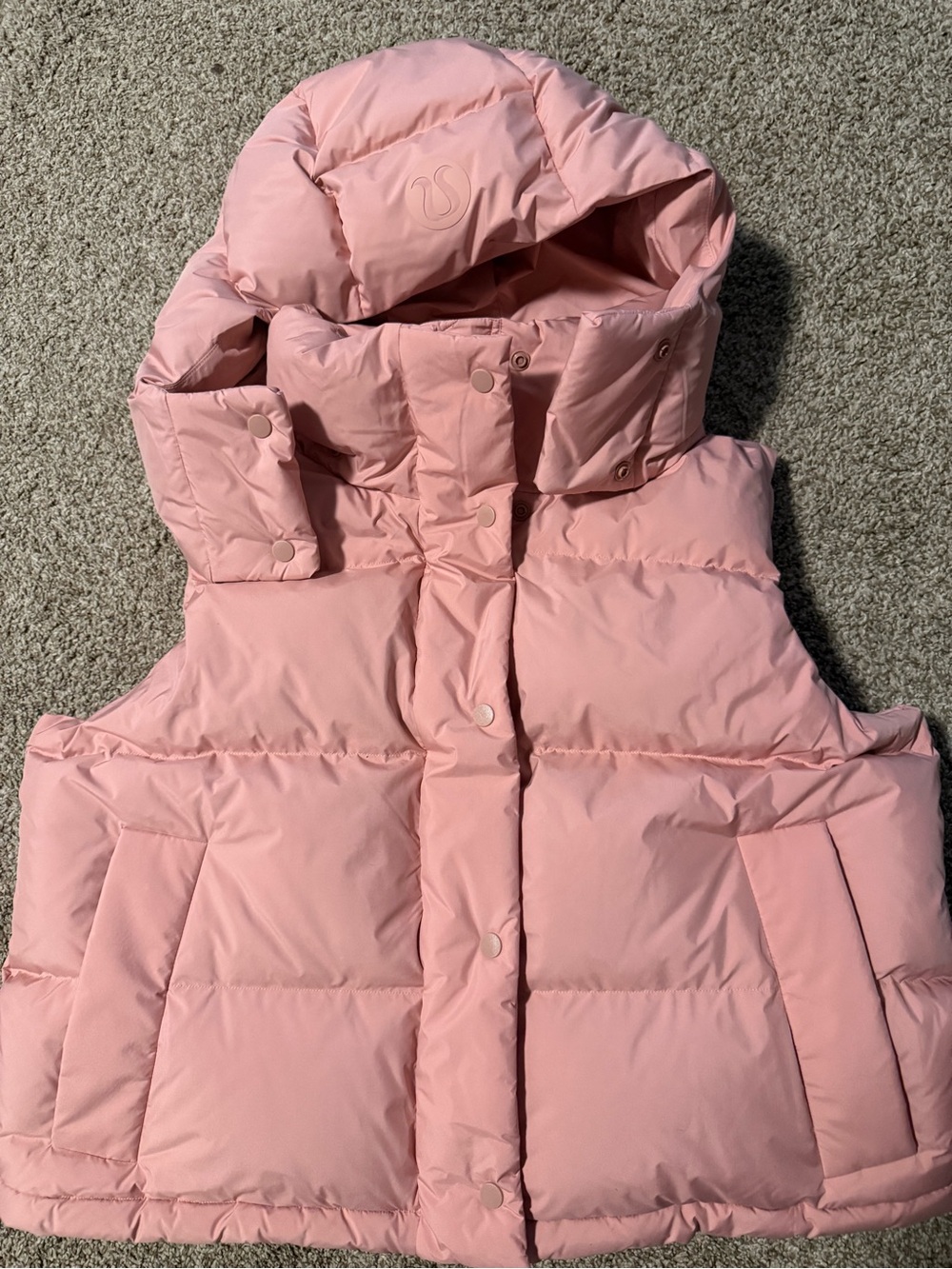 Aritzia Soft Pink Kids Puffer Vest with Hood
